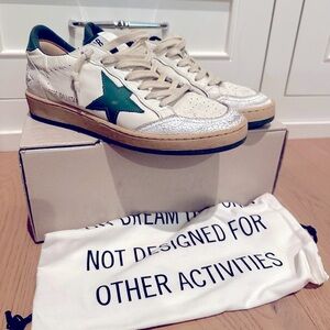 Golden Goose Ball Stars Like New with Box and Bag. Size 38. White and green.